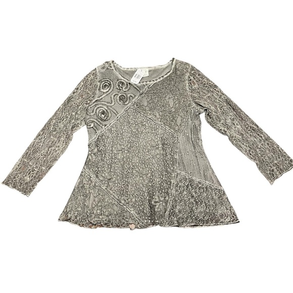 Lace Sequin Embellished Long Sleeve Tunic Top Size S - Picture 7 of 10